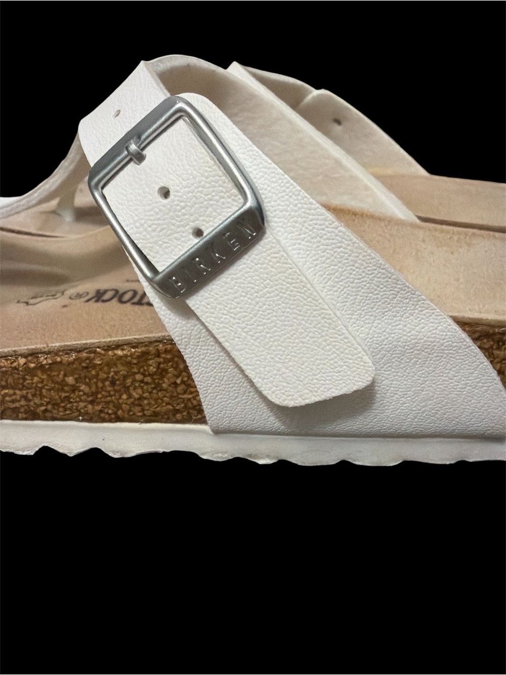 Birkenstock Gizeh Thong Sandals White w/Silver Buckle Size 7.5 - Picture 6 of 7